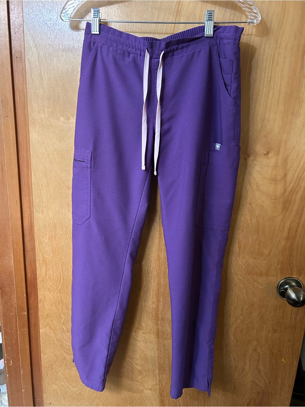 Figs Women's Purple Straight-Leg Scrub Pants with White Drawstring